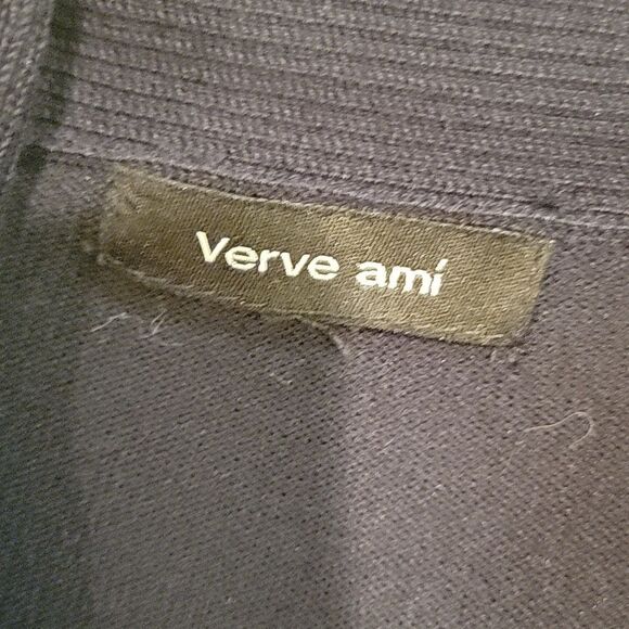 Verve Ami Women's Navy Open Front Cardigan Sz Med - Picture 7 of 8